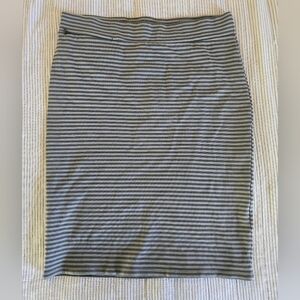 Toad&Co Paseo Ponte Knit Striped Pencil Skirt Pull-On Stretch Zip Pocket Size L
